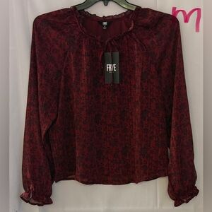 Frye Burgundy Floral Blouse